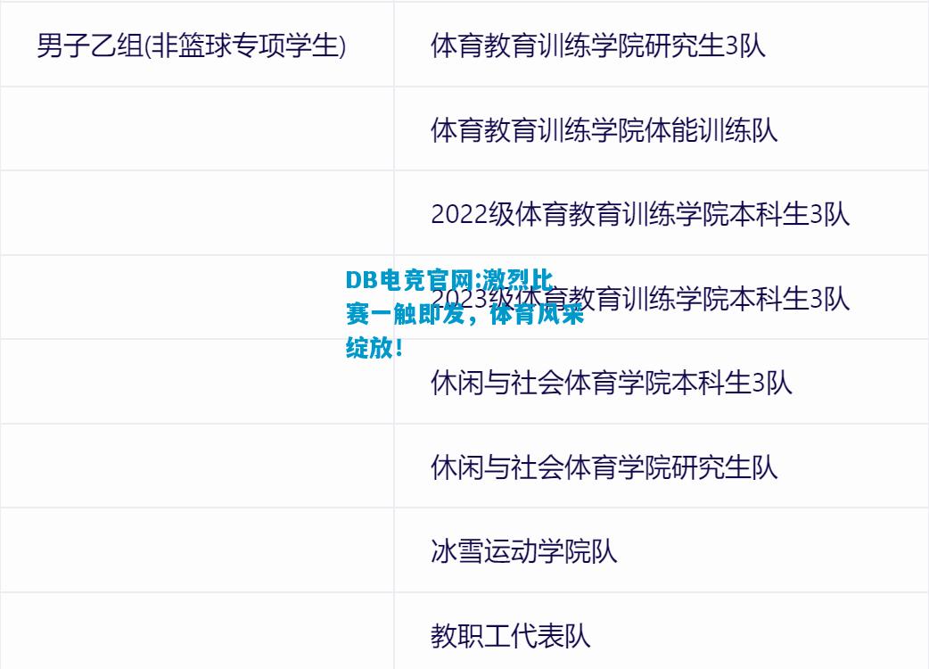 DB电竞官网:激烈比赛一触即发，体育风采绽放！